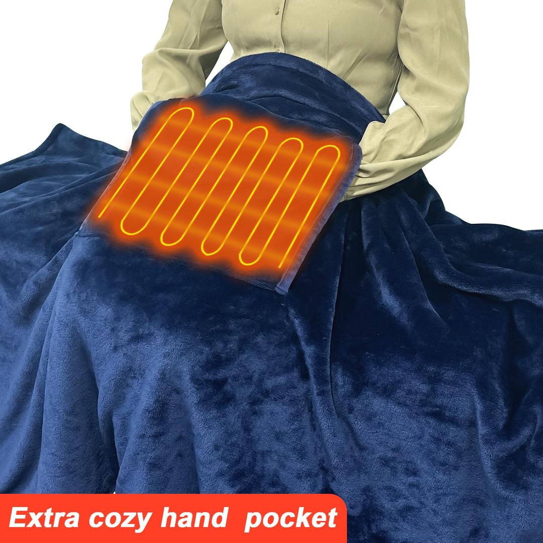 Portable Cordless Heated Blanket for Stadium, Rechargeable USB Heated Throw Blanket for Outdoor, 3 Heat Settings Electric Heated Blanket for Office, Camping, 58”x 38” (Battery Pack Not Included)