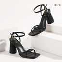 IDIFU IN3 Chunky Strappy Heels for Women High Block Open Square Toe Heel Dressy Ankle Strap Heeled Sandals Dress Shoes for Women Wedding Bridal Office Prom Shoe Thick Heels, 5