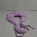 Memory Foam Kids Travel Pillow, Car Pillow for Kids, H-Shape Car Pillows for Sleeping, Removable Pillowcase, Adjustable, Velvet Dots, Purple