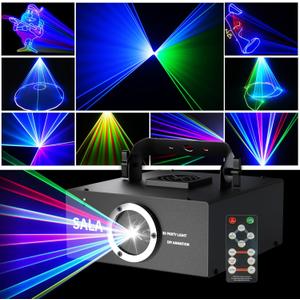 DJ Laser Light for Party, 3D Animation Loop, Full RGB Color, Sound Activated, Beam Effect, DMX512, Ideal for DJ Disco Stage Karaoke Halloween Christmas