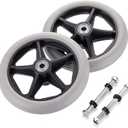 OwnMy 2PCS of 6 Inch Rubber Wheel Replacement Wheelchair Front Wheels Rollator Walker Anti-Slip Replacement Casters Rollers Wheels Universal Wheelchair Wheel Accessories, Grey