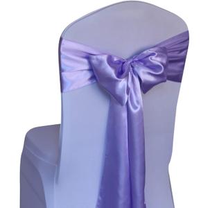 WELMATCH Lavender Satin Chair Sashes Ties 50 pcs Wedding Banquet Party Event Decoration Chair Bows (Lavender, 50, 6.5"x108")
