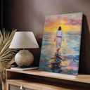 Pink Jesus Wall Art Jesus Walking On Water Wall Decor God Christian Painting Poster Religious Biblical Picture Print Artwork for Living Room Bedroom Church Decoration Home Decoration (16x24in Canvas)