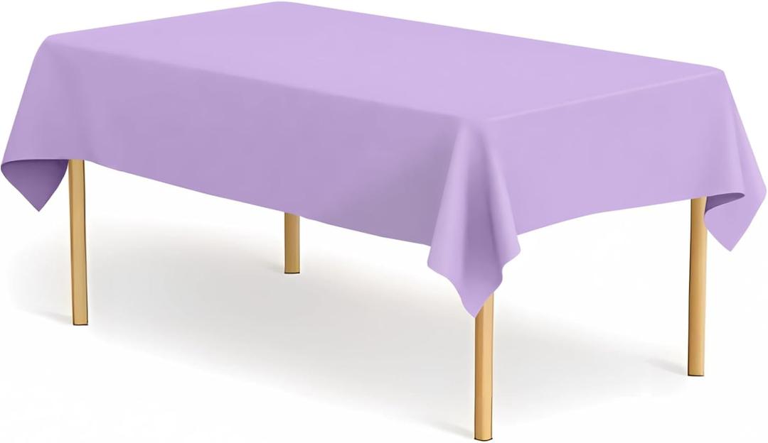 12 Pack Light Purple Tablecloth Plastic Rectangle Table Covers PEVA Purple Plastic Table Cloths for Parties Disposable 54 x 108 Inch Tablecloth for Birthday Party School Baby Shower Kitchen Dining