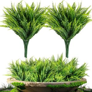MAQIHAN 10 Pcs Fake Fern - Artificial Ferns for Outdoors - Faux Ferns for Outdoor Planter Large Outdoor Patio Decor Boston Fern Artificial Plants Faux Greenery Porch Decor