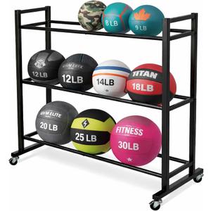 Medicine Ball Rack, Heavy Duty Medicine Ball Storage Stand, Rolling Med Ball Holder and Organizer for Home, Gym, Up to 35 cm