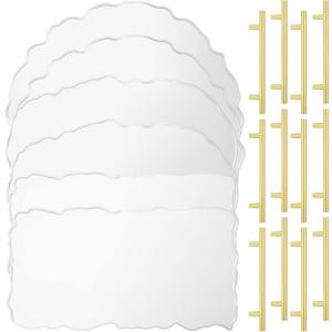 6 Pcs Large Resin Tray Molds and 12 Pcs Gold Handles Set Silicone Irregular Casting Agate Epoxy Tray Molds for DIY Crafts Making Faux Agate Tray Serving Board Home