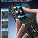 Taisairu for Samsung Galaxy S25 Ultra Case with Screen Protector & Slide Camera Lens Cover, Built-in Magnetic Ring Stand Shockproof Protective Phone Case for Samsung S25 Ultra Case (Black)