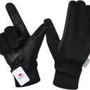 MOREOK Winter Gloves for Men/Women -10F 3M Thinsulate Warm Touch Screen Snow Ski Bicycle Bike Gloves for Driving/Cycling/Running/Hiking (Large, Black)