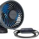 Treva 3.5 Inch USB Powered Fan with Suction Cup, 3 Speed Attachable Fan with Rotating Head for Car, Camping, Travel, Bedroom, Multi-Directional Rotating and Adjustable Head (Black)