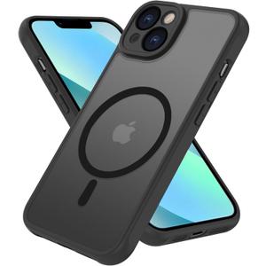 Magnetic for iPhone 13 Mini Case [Mil-Grade Drop Protection] [Compatible with Magsafe] Shockproof Slim Translucent Matte Protective Phone Case, Black