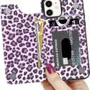 LETO for iPhone 11 Case,Leather Wallet Case with Fashion Floral Flower Designs for Girls Women,with Kickstand Card Slots Cover,Protective Phone Case for Apple iPhone 11 6.1" Purple Leopard