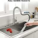 FEELSO Kitchen Faucets with Pull Down Sprayer, High Arc Stainless Steel Single Handle Kitchen Sink Faucet, 1 or 3 Hole Brushed Nickel Water Faucets for Farmhouse Laundry Camper Rv Bar