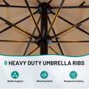 AreShark 9FT 3-Tiers Patio Umbrella with Valance, Outdoor Umbrellas with Crank/Tilt, Table Market Umbrella Vented w/ 8 Sturdy Ribs for Garden, Deck, Backyard, and Pool, Beige