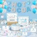 Hot Chocolate Bar Kit Hot Cocoa Bar Banner Baby It's Cold Outside Bar Sign Toppings Labels Cup Tags Stickers with 30pcs Snowflake Balloon for Christmas Winter Birthday Baby Shower New Year Party Decor