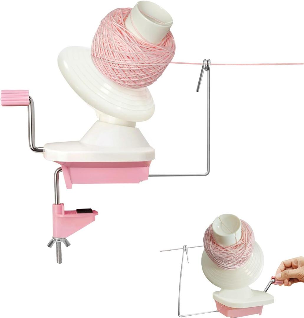 Yarn Ball Winder for Crocheting: Yarn Winder for Crocheting & Yarn Spinner for Knitting Hand Operated (Pink)