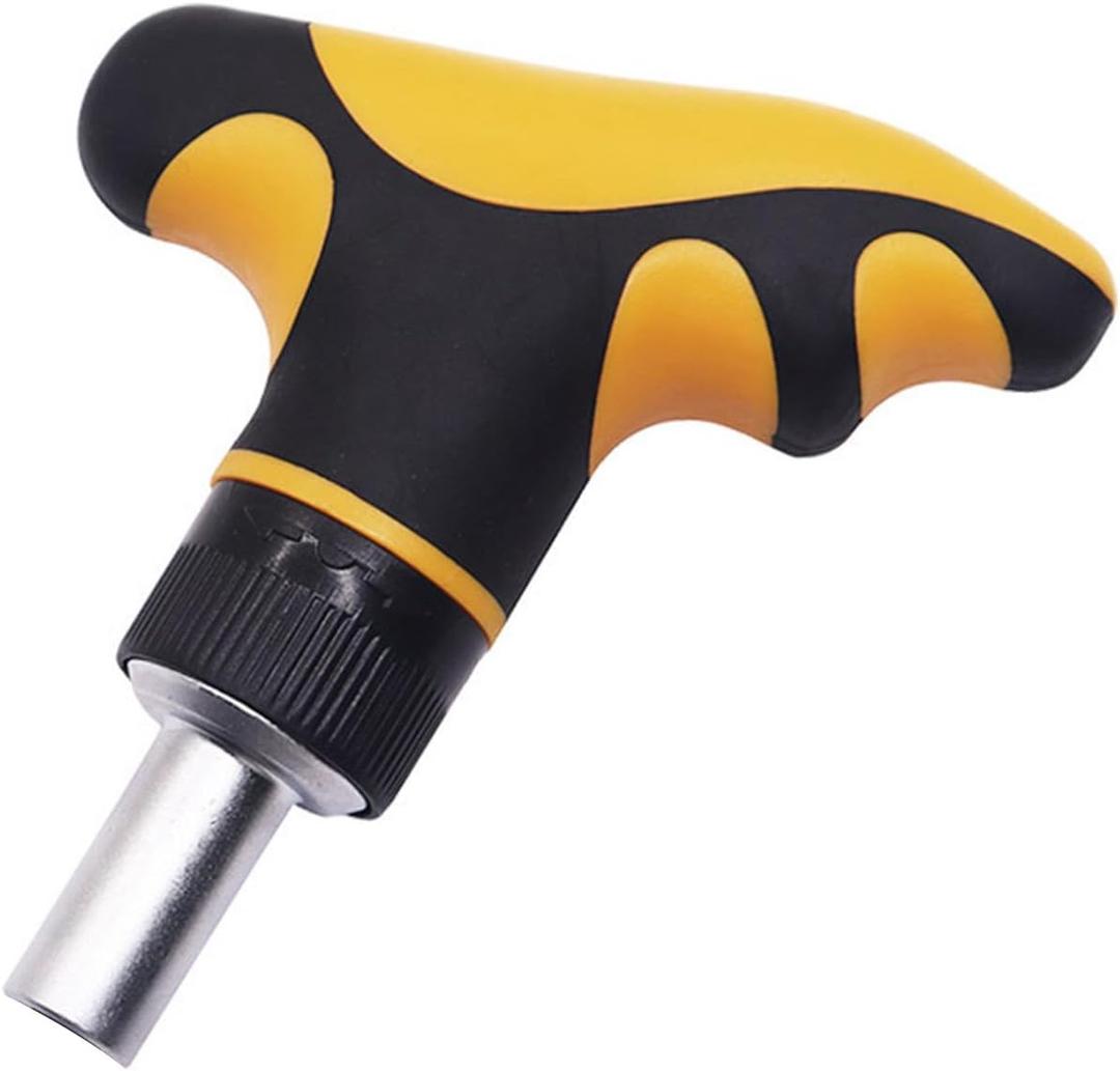 T Handle Ratcheting Driver 1/4 Ratcheting Bit Driver T Handle with 1/4inch Magnetic Extension Socket Drill Bit Holder