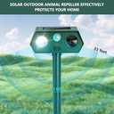 2Pack 2025 Ultrasonic Animal Repellent Outdoor Deer Repellent Devices Solar Animal Repeller Motion Activated Deterrent to Scare Cat Squirrel Rabbit Raccoon Skunk with LED Flash Lights for Yard Lawn (Green)