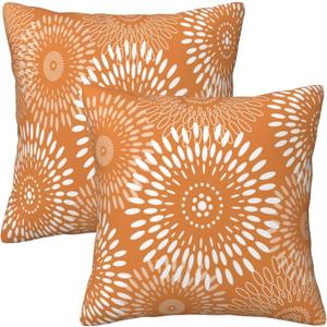 Boho Pillow Covers 18x18 Set of 2Decorative Home Outdoor Boho Pillow Case for Couch Bed Car, Orange