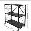 Kitchen Garage Metal Shelves, Storage Shelves Organizer, Foldable Metal Shelving, Closet Shelving Unit, 28" W x 14" D x 34" H Bakers Rack Microwave Stand, Plant Stand with Wheels (3-Tier Shelf)