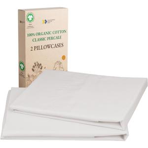 California Design Den Standard/Queen Pillowcases Set of 2-100% Organic Cotton, Crisp Percale, Breathable, Fits Both Standard and Queen Pillows - Stone (True Beige)