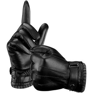 Aegend Leather Gloves for Men, Soft Warm Lining Full Hand Touchscreen Winter Gift Thermal, L