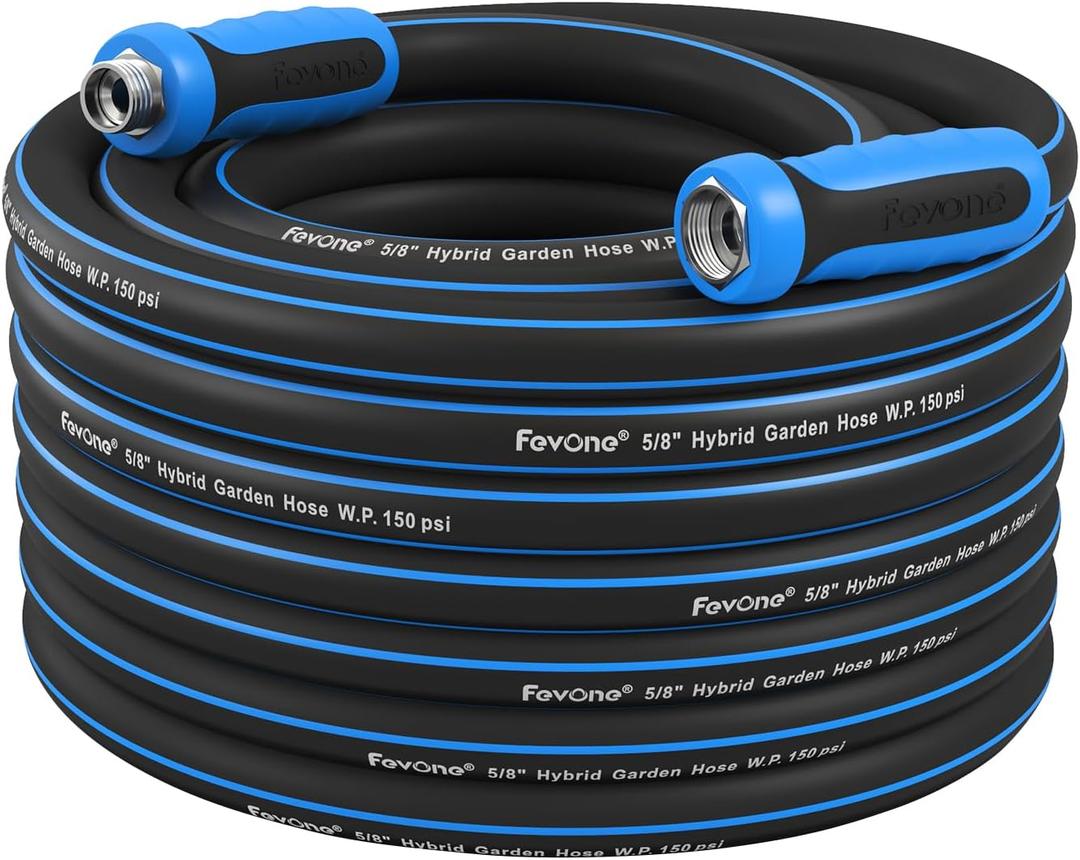 Fevone 55 ft Kink Free Garden Hose with Swivel Handles, All Weather Flexible, Heavy-Duty & Durable, Leak-Free Connections