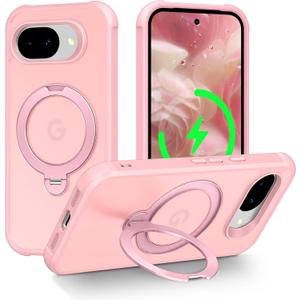 Magnetic for Google Pixel 10a Case with 360 Stand, Pink | Rigorous Drop Protection, Invisible Kickstand, Skin-Feel Matte Translucent Slim Cover