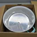 Kenmore Broadway 16-Quart Stock Pot With Steamer Insert and Lid, Glacier Blue, Large Stainless Steel Cookware for Boiling, Steaming, and Soups