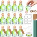 Baderke 12 Pcs 50 ml /1.7 oz Patron Shot Bottles Empty for Drinks Mini Tequila Shot Bottles Patron with Cork Lids Green Ribbon Reusable Glass Bottle for Weddings Birthday Party Favors DIY Crafts