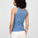 Gap Womens Ribbed High Neck Tank (Blue, XXL)