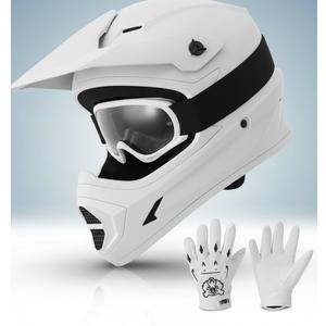 TCMT DOT Youth Kids Dirt Bike Helmet Youth Motocross Helmet Full Face ATV Four Wheeler Motorcycle BMX Helmet for Boys Girls, Off-Road Protective Gear with Goggles Gloves New (Pattern: Mystery Black)