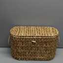 Coeusy Toilet Paper Basket with Lid,Wicker Basket for Bathroom Organizers and Storage,Holds Up to 6 Mega Rolls, Decorative Hand-Woven Rattan Bathroom Decor Accessories,Natural Water Hyacinth