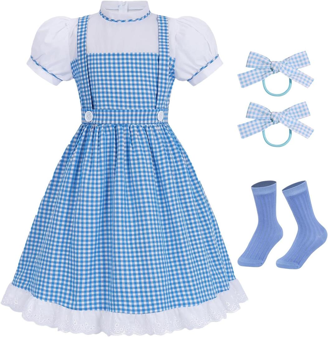 Adult Blue Dress for Dorothy Costume Women Dorothy Dress for Role Cosplay Birthday Party Halloween QM052L