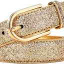 Fashion Sparkly PU Leather Waist Belts for Women Formal Dresses Jeans (L(35.5"-42"), Gold)