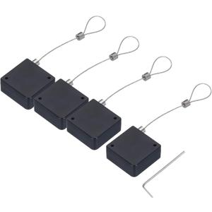 MECCANIXITY Retractable Cable Lock with Double-Sided Adhesive ABS Remote Control Security Lock for TV, DVD, Showroom, Remote, 600g 4Set Black