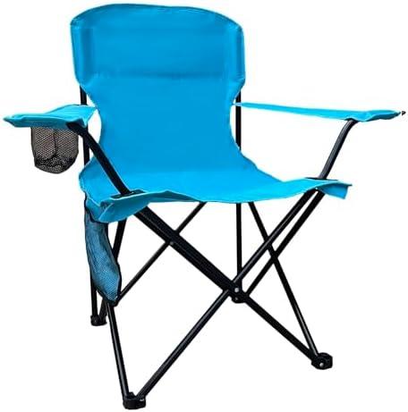 VOYSIGN Folding Camping Chair with Cup Holder & Storage Bag, 225lbs Capacity, Large Anti-Sink Feet, Breathable PE Coated Fabric for Outdoor, Hiking, Beach, Fishing, Backpacking, Blue