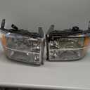 for 2007 2008 2009 2010 2011 2012 2013 2014 Sierra Headlight Assembly compatible with 07-13 GMC Sierra 1500/07-14 GMC Sierra 2500HD 3500HD Chrome Housing Headlamp Replacement L+R
