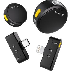 Wireless Lavalier Microphone for iPhone/Android/PC, Mini Microphone with Noise Cancellation, 16Hrs Battery Life, Lapel Mic for iPhone, USB C/Type C Wireless Lapel Mic for Video Recording