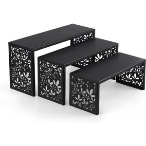 AIM & GGKK 3-Tier Black Perfume Organizer Stand | Rustproof Metal Cologne Display Rack for Cluttered Vanity & Bathroom | Space-Saving Vertical Fragrance Holder & Elegant Cupcake Tower for Party Decor