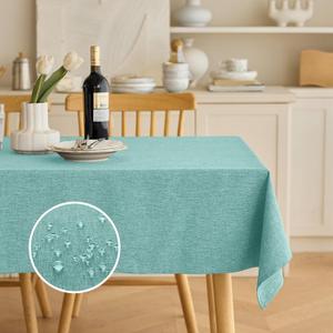 Waterproof Reusable Small Table Cloths for Dining Table, Outdoor Washable Cloth Tablecloths for Rectangle Tables for Holiday, Wedding, Dining,Picnic(Oblong, 52 X 70 Inch (4-6 Seats), Aqua)