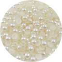 600PCS 10mm Round Half Pearls for Crafts Jewelry Scrapbooking, Nail Art Decoration (Ivory White)