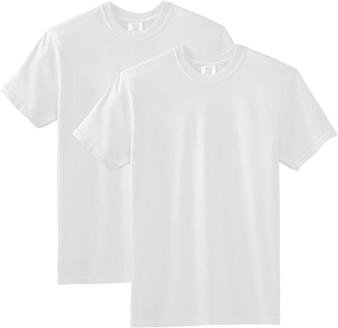 Comfort Colors Short Sleeve Tee, Style G1717 (Large, White (2-pack))