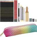 Heshengping 26 Pack Sketching Set Drawing Pencils Kit Art Supplies Include Graphite Charcoal Professional Pencils Set Cute Portable case for Artists Adults Beginners Artist