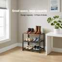 3-Tier Wooden Shoe Rack with Metal Mesh Shelves - for Entryway, Closet, Hallway & Bedroom Holds 6 Pairs, Ideal for Storage or Display