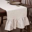 Gilprop Boho Table Runner Linen Farmhouse Table Runners with Ruffle Hem Rustic Burlap Home Party Decoration for Living Room(13 x 72 Inch,Linen Beige)