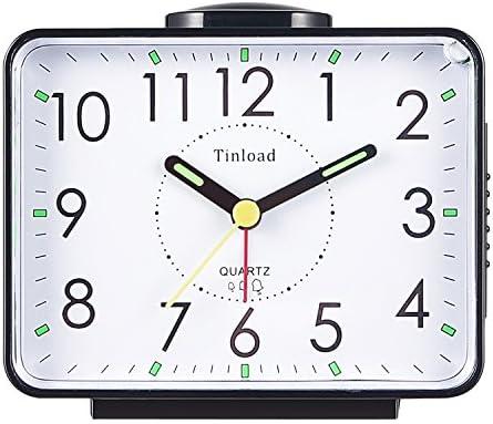 Tinload Loud Alarm Clock for Heavy Sleepers Adults, Silent No Ticking,Snooze,Manual Light,Battery Operated,Easy Set(Black)