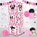 1st First Birthday Party Favors Balloon Boxes Supplies for Baby, Girls 3Pcs Pink Mouse Theme One Year Old Balloon Boxes, 'ONE' Letters Balloon Arch Kit for Party Decorations