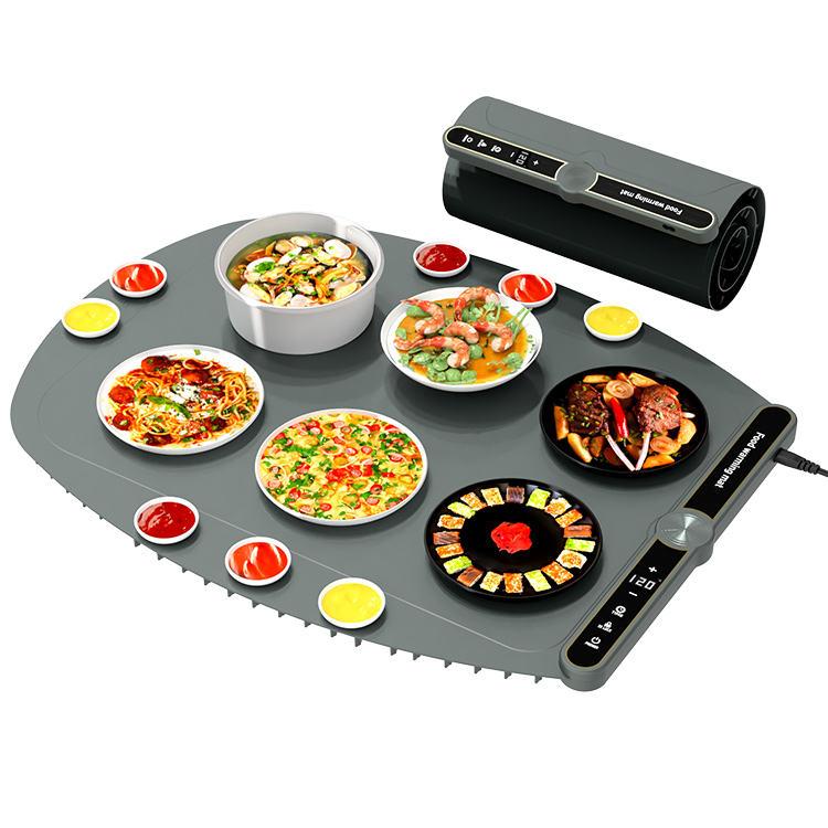 Extra Large Food Warming Mat - Fast Heating Silicone Electric Warming Tray with 9 Level Temperature, 6-Hour Timer, Child Lock & Anti-Scald Design | Portable Food Warmer for Parties Home Travel, Grey