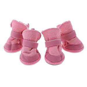GabeFish Puppy Cute Cozy Warm Anti Slip Winter Boots for Small Medium Dogs Pets Cats Thicken Fleece Snow Shoes Pink Small